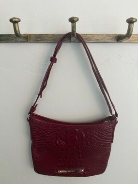 Brahmin Croc-Embossed Shoulder Bag in Burgundy